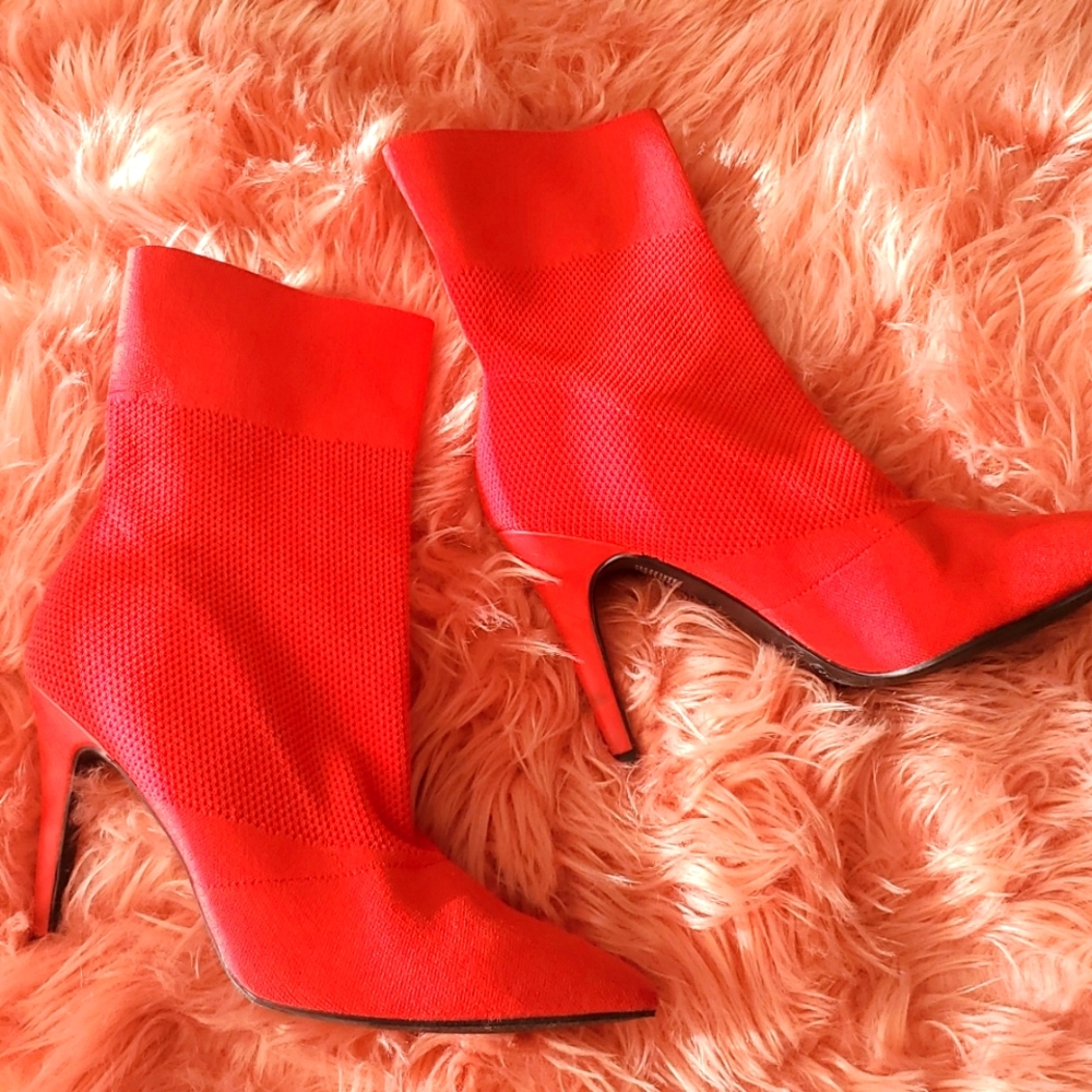 Red Stiletto Sock Boots